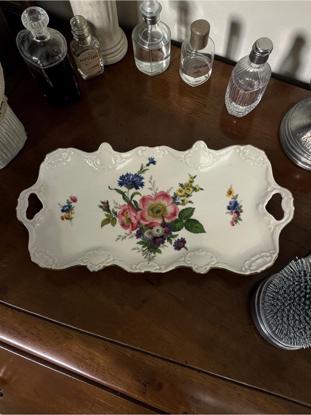 Vintage Kaiser West Germany Floral Porcelain China Trinket Tray Serving Dish